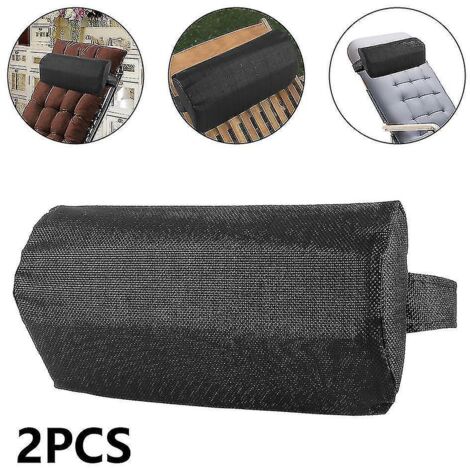 Coussin de rechange pour appui-tête avec bande élastique, coussin cervical pour fauteuil, chaise longue - Lot de 2 - Bleu marine (1/5)