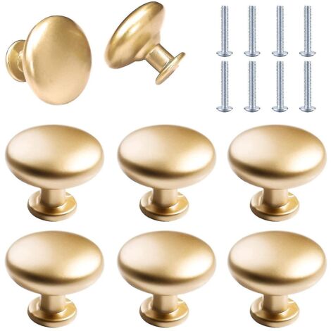 Lot de 8 poignées de porte dorées pour tiroirs et placards, petites poignées avec vis pour armoires de cuisine. (1/5)