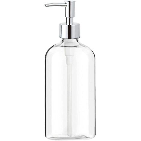 Distributeur de savon en verre transparent avec pompe, distributeur de savon liquide rechargeable pour les mains de 473 ml (16 oz) -- (1/5)