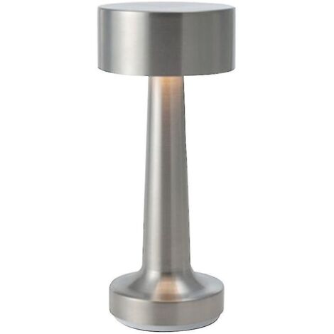 Lampe de table sans fil tactile à intensité variable, style rétro, avec LED en forme d'haltère, idéale pour les bars et les hôtels (argenté). (1/3)