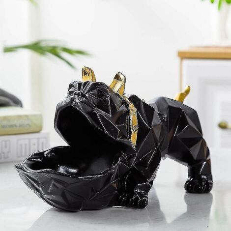 Bol porte-clés géométrique en forme de bouledogue 3015cm en résine, avec ouverture pour ranger les friandises. (1/3)