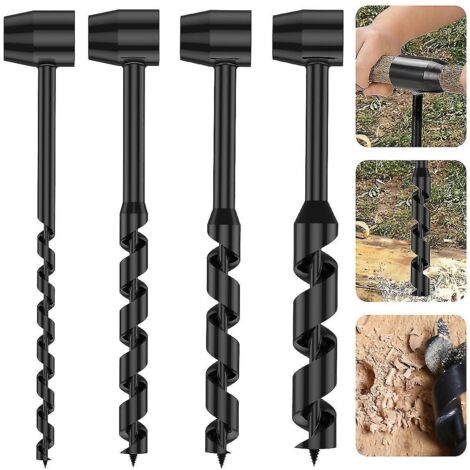 Perceuse à main en acier au carbone, perceuse manuelle portable, foret de survie autotaraudeur, outil de perforation du bois de survie - 25 x 230 mm (1/5)