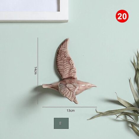 Décorations murales en céramique 3D en forme d'oiseaux - 20 pièces (1/5)