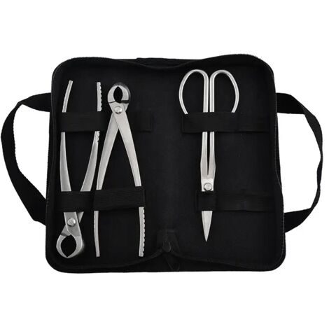 Ensemble d'Outils Bonsaï 3 Pièces - Sécateur, Pince à Bourgeons et Ciseaux pour Taille de Précision et Entretien des Plantes (1/4)