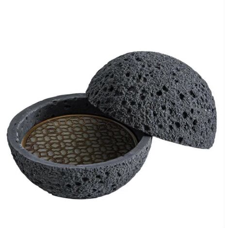 Plat artistique en pierre volcanique représentant une planète japonaise, 12 cm (1/5)