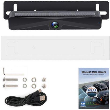 Caméra de recul pour plaque d'immatriculation de voiture 1080p, caméra de vision arrière à énergie solaire (1/5)