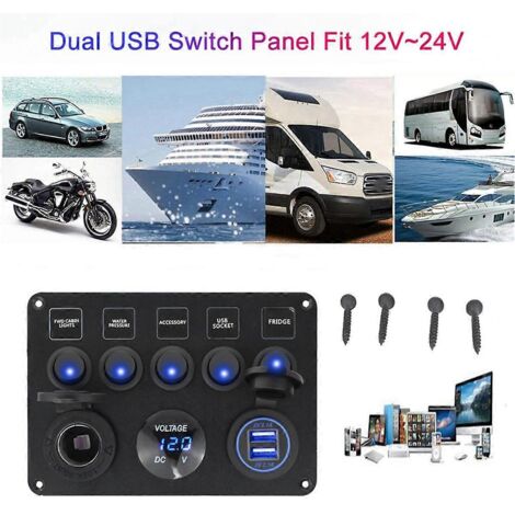 Panneau de commande pour bateau, panneau de commande pour voiture, voltmètre numérique étanche bleu (1/5)