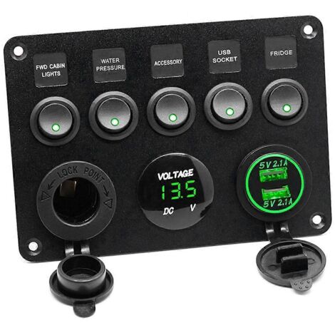 Panneau de commande pour bateau, panneau de commande pour voiture, voltmètre numérique étanche rouge (1/5)