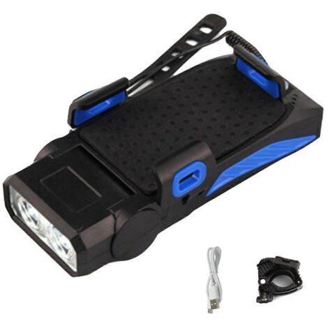 Phare de vélo rechargeable USB étanche bleu (1/5)