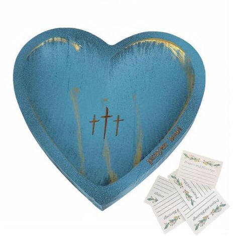 Bol à prières en bois avec cartes de prière et décor en forme de cœur (1/5)