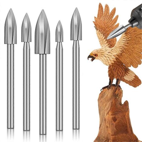 Ensemble de 5 forets à sculpter le bois, accessoires pour outils rotatifs à queue de 3,2 mm (1/8 po) (1/5)