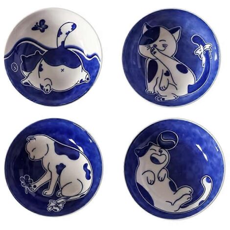 Assiettes à sauce en céramique en forme de chat - Assiette à sushi style japonais, mignon dessin animé (1/5)