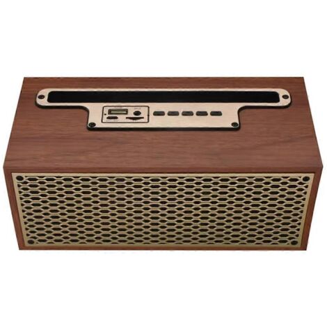 Enceinte Bluetooth FM/AM vintage aspect bois avec caisson de basses sans fil (1/5)