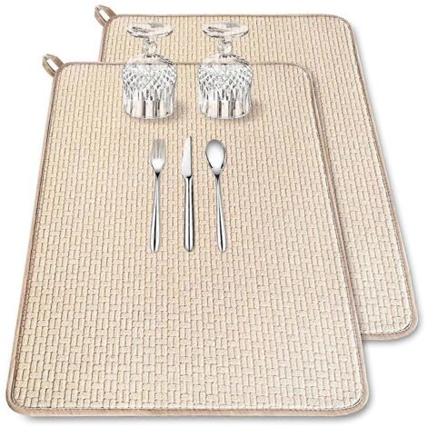 Lot de 2 tapis égouttoirs à vaisselle en microfibre XXL, 61 x 45 cm (1/5)