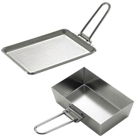 Batterie de cuisine de camping portable en acier inoxydable, avec poignée amovible (1/5)