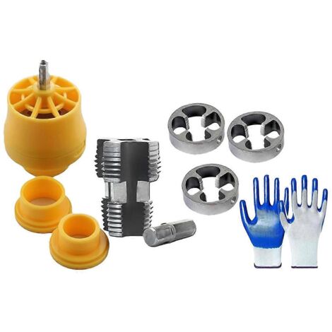 Kit de filetage pour tuyaux PVC compatible avec perceuse électrique, avec filières de différentes tailles (1/5)