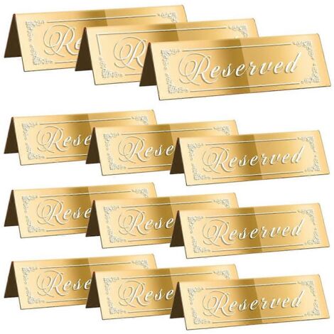 Lot de 12 panneaux « Réservé » dorés pour mariage (1/5)