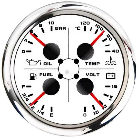 Manomètre multifonction 4 en 1 de 85 mm : température de l'eau, pression d'huile, voltmètre C (1/5)