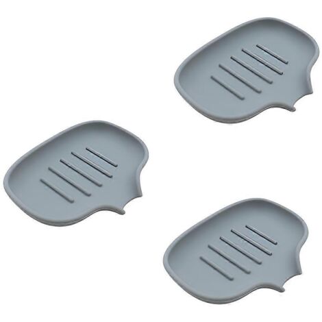 Porte-savon autonettoyant, plateau porte-savon pour salle de bain, gris clair (1/5)