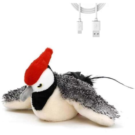 Oiseau interactif pour chat, oiseau qui chante et bat des ailes, pic-vert (1/5)