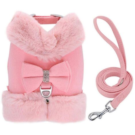 Ensemble harnais et laisse luxueux pour chien avec nœud papillon en strass, gilet chaud pour animaux (1/5)