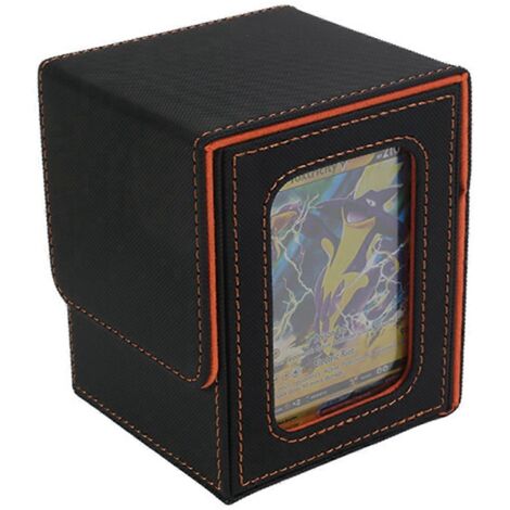 Boîte de rangement pour plus de 100 cartes de jeu - Noir et orange (1/5)