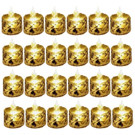 Lot de 24 bougies chauffe-plat LED sans fumée, 3,6 x 6,5 cm (1/5)