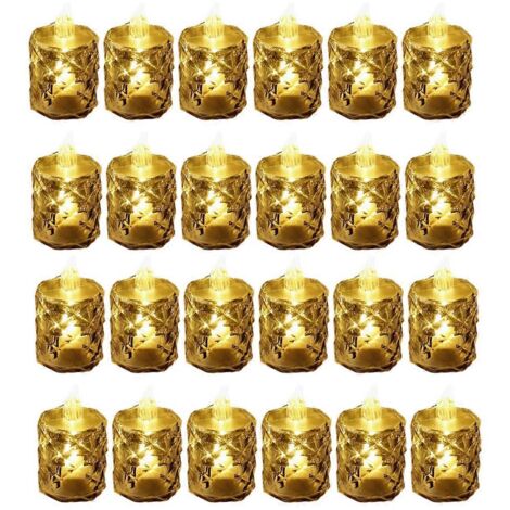 Lot de 24 bougies chauffe-plat LED sans fumée, 3,6 x 8 cm (1/5)