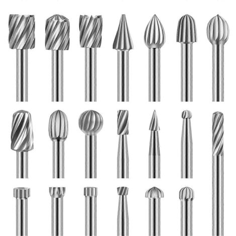 Fraises à graver et à sculpter, 20 pièces, accessoires pour outils rotatifs, argent (1/5)