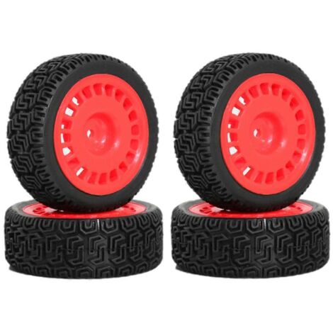 Lot de 4 pneus de 68 mm en caoutchouc rouge pour voiture, pièces de rechange pour l'amélioration des roues. (1/5)