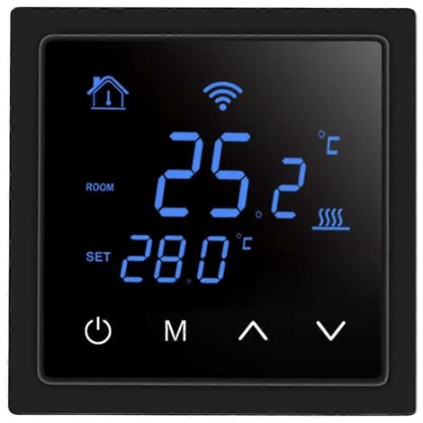 Thermostat intelligent pour maison, avec télécommande et Wi-Fi, au sol chauffant (noir). (1/5)