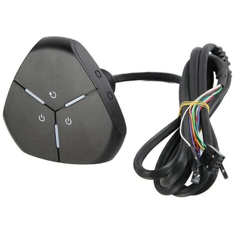 Interrupteur d'ordinateur de bureau avec bouton marche/arrêt et double port USB A Noir (1/5)