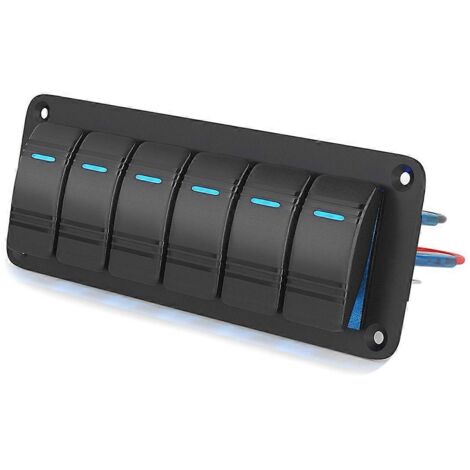 Panneau d'interrupteurs à bascule LED 12V/24V à 6 boutons pour voiture (marche/arrêt). Photo couleur. (1/5)