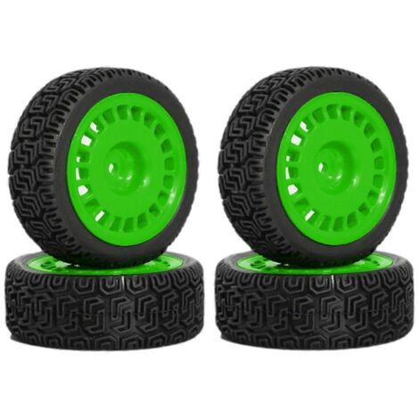 Lot de 4 pneus de 68 mm en caoutchouc vert pour voiture (1/5)