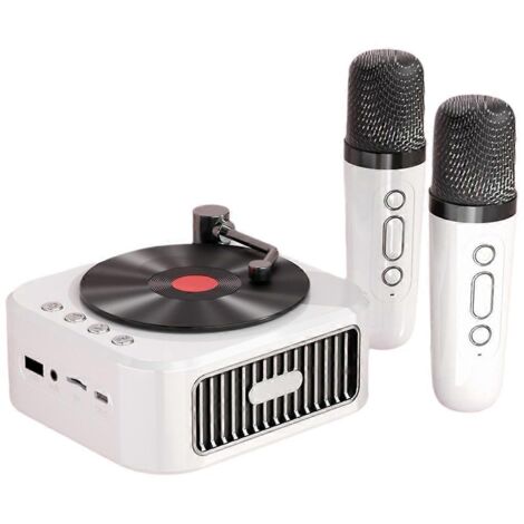 Enceinte Bluetooth 5.3 rétro avec 2 microphones, disque vinyle blanc (1/5)
