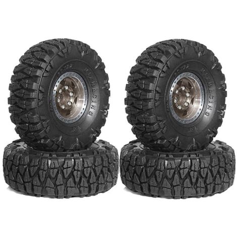Ensemble de jantes et pneus Beadlock en métal marron pour voiture RC Crawler 1/18 et 1/24 (1/5)