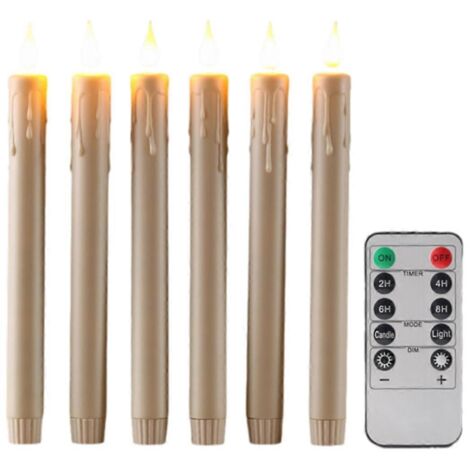Lot de 6 bougies coniques sans flamme avec télécommande, lampe décorative (voir photo) (1/5)