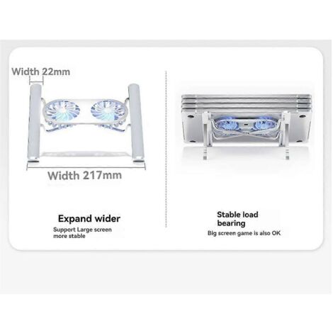 Support pliable pour ordinateur portable avec ventilateur de refroidissement, coussinet de refroidissement Gris (1/5)