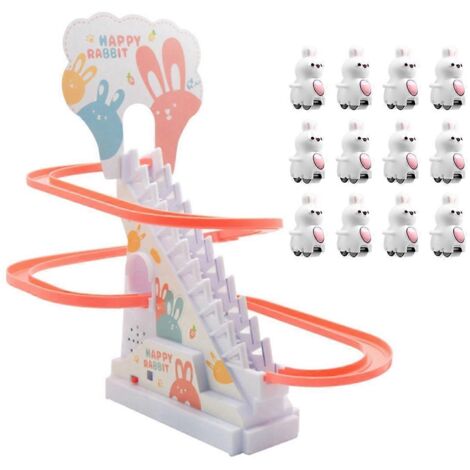 Circuit de lapin grimpant les escaliers avec toboggan automatique et musique (1/5)