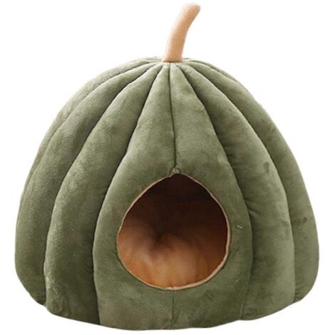 Nid chaud pour chat en hiver en forme de citrouille verte (1/5)