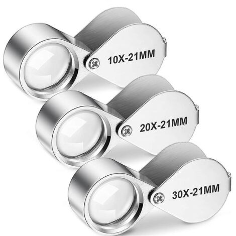 Ensemble de loupes de bijoutier 10X, 20X et 30X, loupes de poche pour bijoux, style normal (1/5)