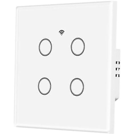 Interrupteur intelligent WiFi à commande tactile en verre, carré 4 voies (1/5)