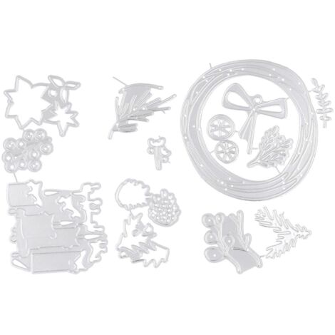 Matrices de découpe en métal transparent blanc pour la création de cartes et le scrapbooking, motif couronne de Noël (1/5)