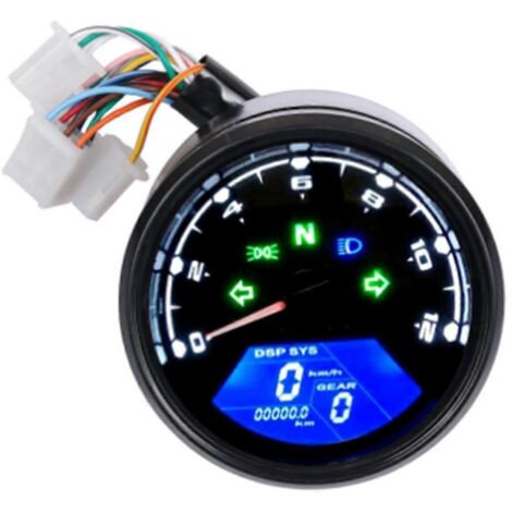 Compteur de vitesse, tachymètre et odomètre numérique LCD universel pour moto, noir (1/5)