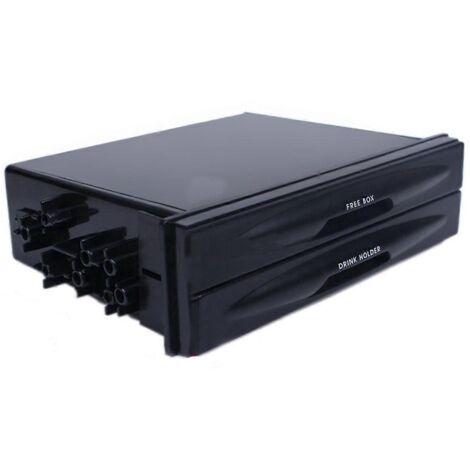 Support universel pour porte-gobelets de voiture, compatible avec autoradio double DIN, noir. (1/5)