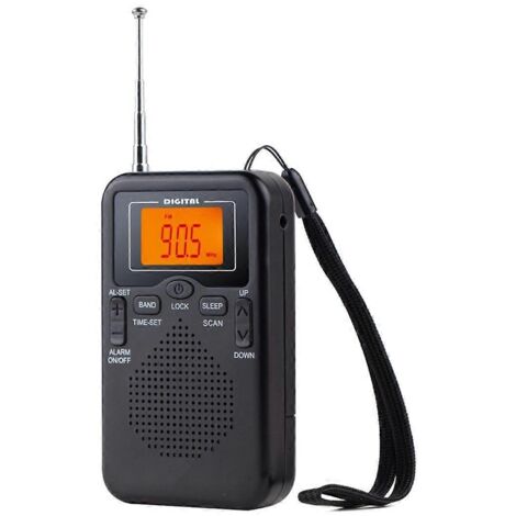 Radio AM/FM de poche portable, radio numérique 2 bandes, diffusion audio, noir (1/5)