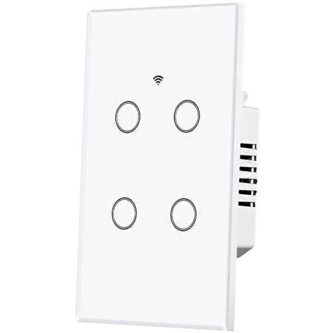 Interrupteur intelligent WiFi tactile en verre, rectangulaire à 4 voies (1/5)