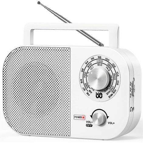 Radio portable AM/FM à longue portée, radio à transistors blanche (1/5)