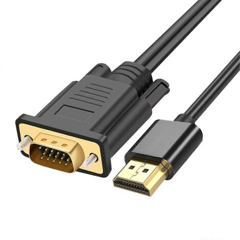 Câble convertisseur VGA 1080p plaqué or pour PC (noir) (1/5)