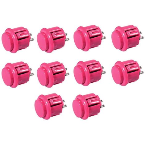 Lot de 10 boutons d'arcade réactifs de 24 mm, roses (1/5)
